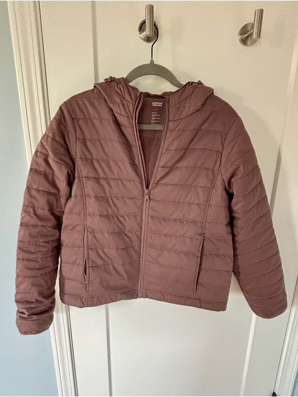 Girlfriend Collective Quilted Hooded Puffer Jacket - Dusty Mauve